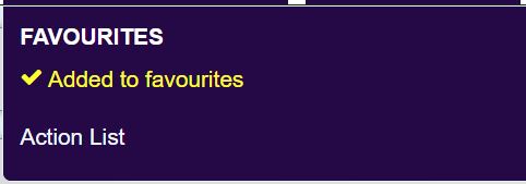 "a screenshot of the 'added to favourites' message."