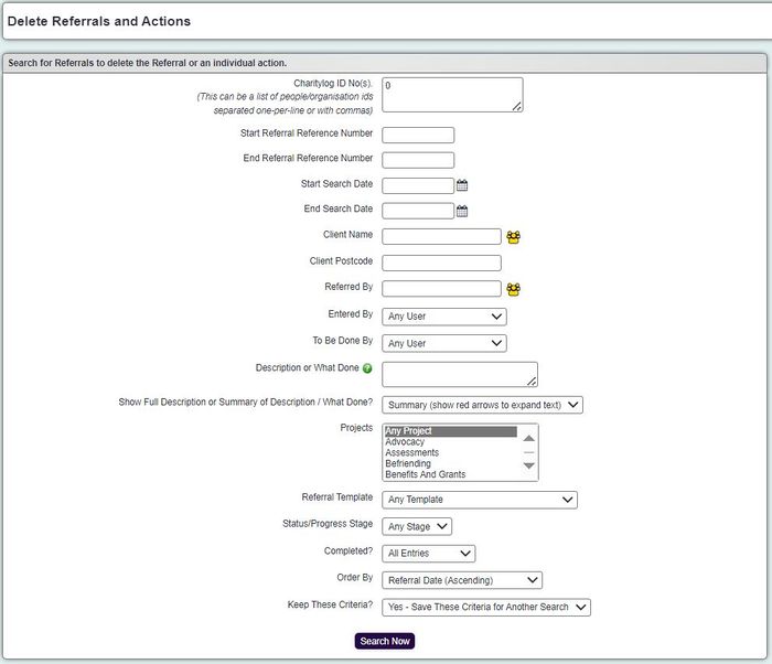 "a screenshot of the delete referrals button, highlighted in the contact management menu."