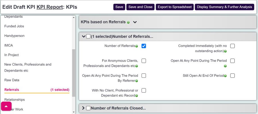 "a screenshot of the 'number of referrals' section, displaying a tick in the 'number of referrals' box."