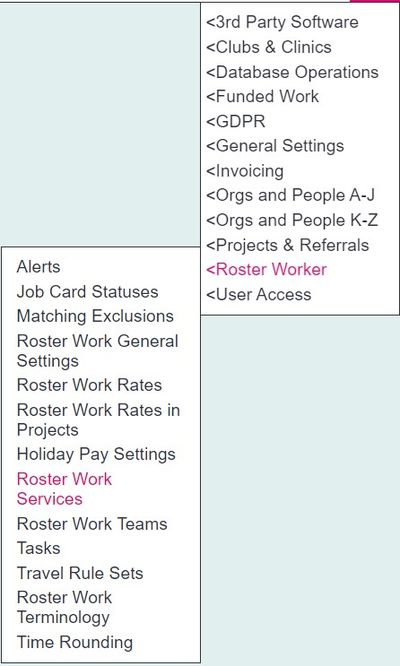 "a screenshot of the roster services button, highlighted in the admin menu."