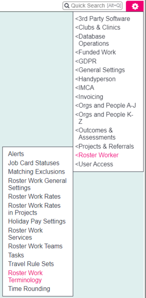 "a screenshot of the roster worker terminology button highlighted in the blue folder."