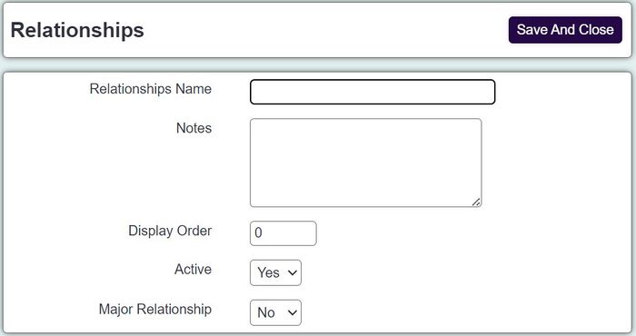 "a screenshot of the relationship types button, highlighted in the admin menu."