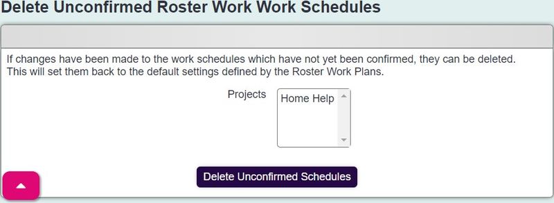 "a screenshot of the project selection box, with an option to delete the unconfirmed schedules."