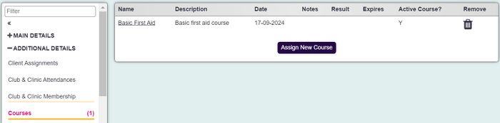 "a screenshot of the courses entry page for volunteer details."