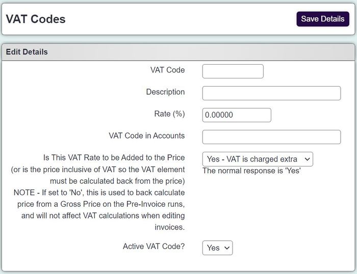 "a screenshot of the VAT entry page."