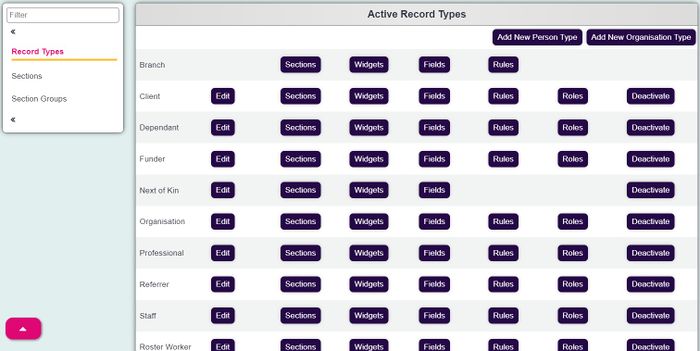 "a screenshot of the section button on the customise orgs & people page."