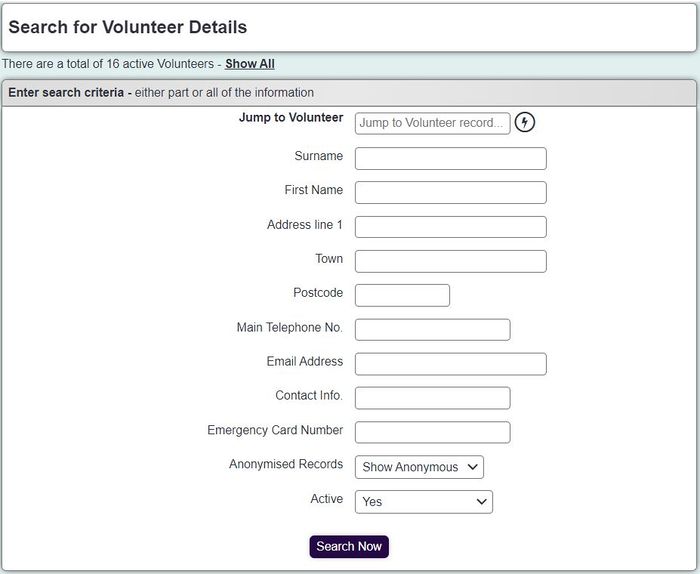 "a screenshot of the volunteer search page."