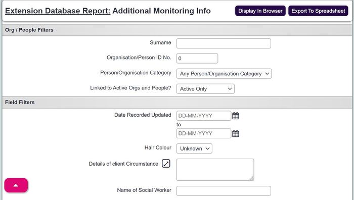 "a screenshot of the extension database filters for org / person linked extension databases."