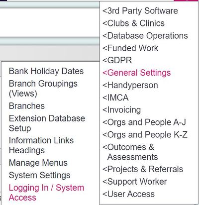 "a screenshot of the logging in / system access button, highlighted in the admin menu."