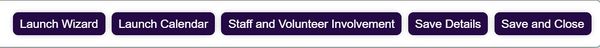 "a screenshot of the buttons at the top of the clinic, including the staff and volunteer involvement button."