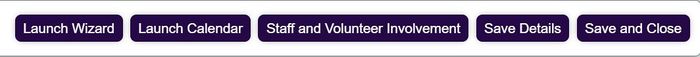 "a screenshot of the buttons at the top of the clinic, including the staff and volunteer involvement button."