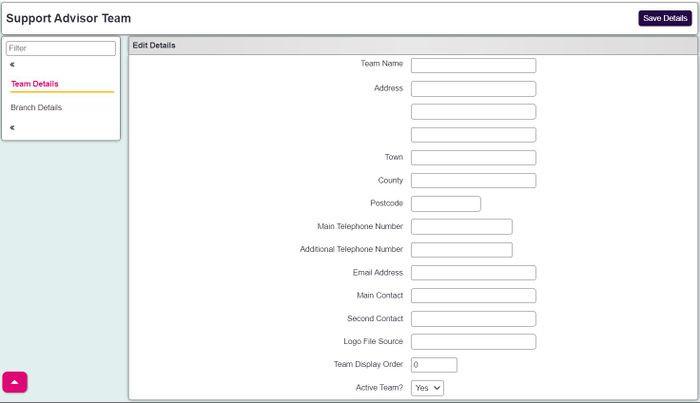 "a screenshot of the support advisor team creation page, showing a field to input the name of the team."