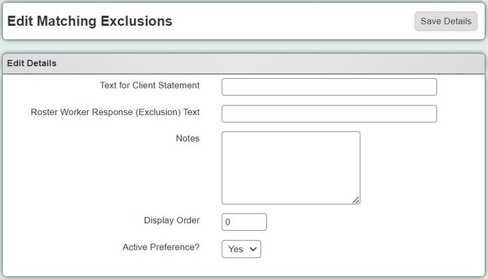 "a screenshot of the matching exclusion entry page."