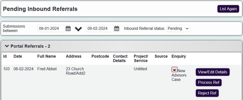 alt+="a screenshot of a pending portal referral"
