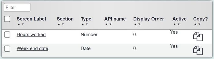 "a screenshot of the volunteer hours provided extension database, displaying a field for 'hours worked' and a field for 'week end date"."