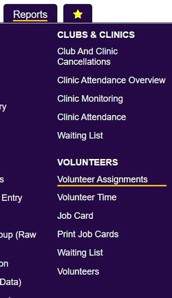 "a screenshot of the volunteer assignment button in the report menu."