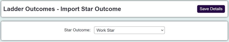 "a screenshot of the dropdown list of outcome stars. It is a selectable list allowing you to choose which star you wish to import."