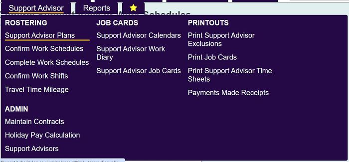 "a screenshot of the support advisor plan button, highlighted in the support advisor menu."