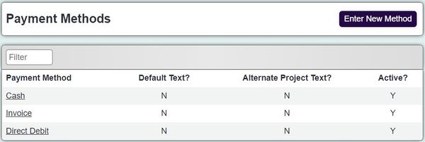 "a screenshot of the payment methods list."