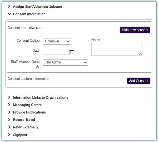 "a screenshot of the consent information field in the record a contact page."