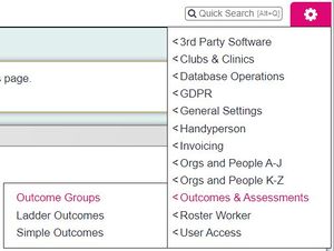 "a screenshot of the outcome groups button, highlighted in the admin menu."