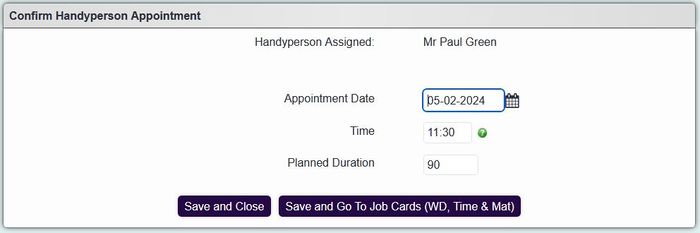 "a screenshot of the confirmation of the handyperson appointment page"
