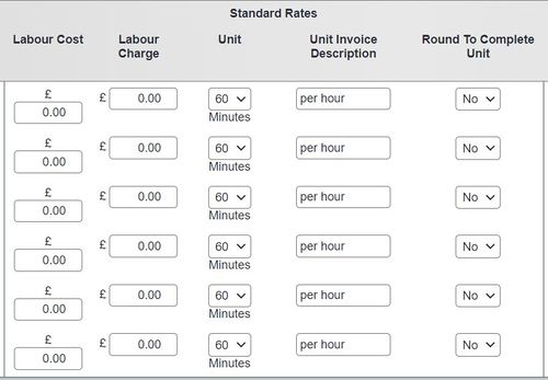 "A screenshot of the 'labour cost' and 'labour charge' field."