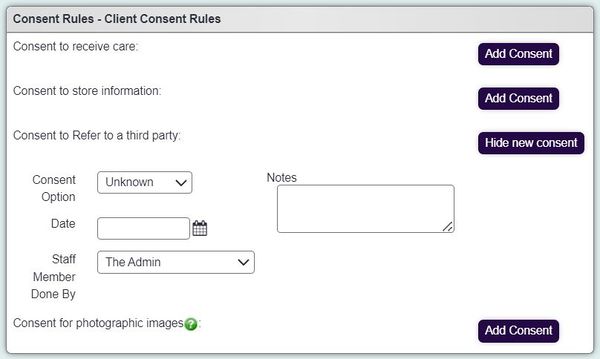 "a screenshot of the consent rule, displayed on the consent section of the record."