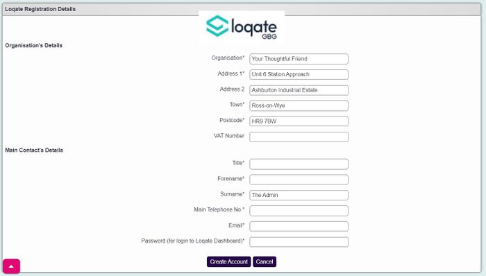 "data entry fields for loqate"