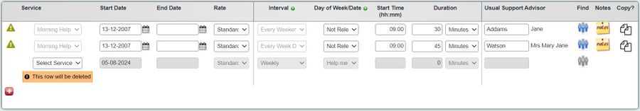 "a screenshot of the support plan page, including details of the start date, start time and end time of the plan."