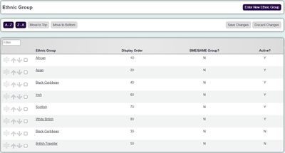 "A screenshot of the list of ethnic groups."