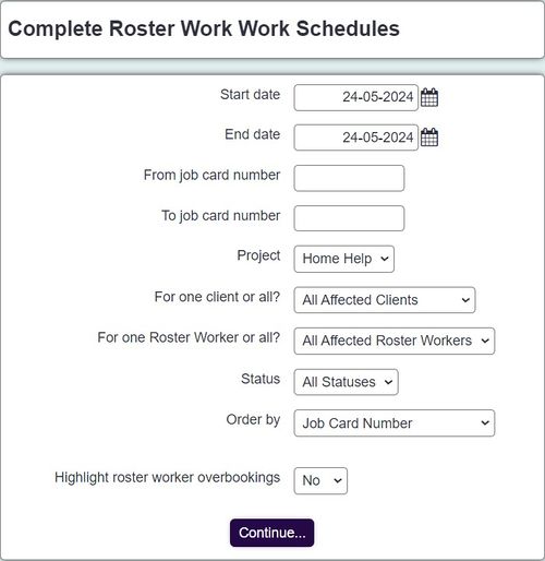 "a screenshot of the complete work sheets criteria fields, including the fields listed below."
