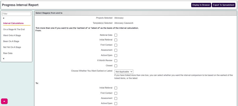 "a screenshot of the progress interval report 'interval calculations' section."