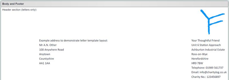 "a screenshot of the body of the letter / email templates."