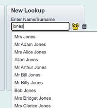 "a screenshot of the relationships screen, showing a search for the surname Jones."