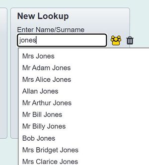 "a screenshot of the relationships screen, showing a search for the surname Jones."