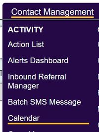 "a screenshot of the calendar button in the contact management menu."