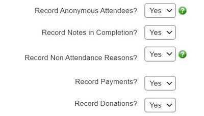 "a screenshot of the 'record non attendance reasons?' field."