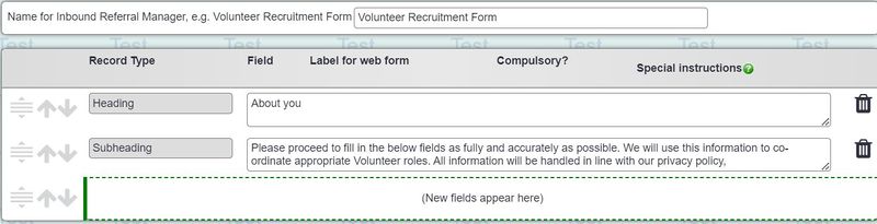 "a screenshot of the fields for the order form building up on the right hand side of the page."