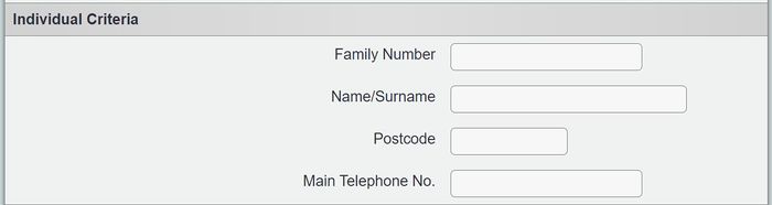 "a screenshot of fields on the individual criteria section, as listed below."