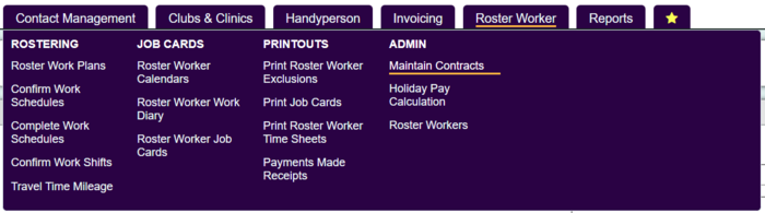 "a screenshot of the maintain contracts button, highlighted in the roster worker menu"
